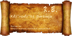 Kárpáti Barbara névjegykártya